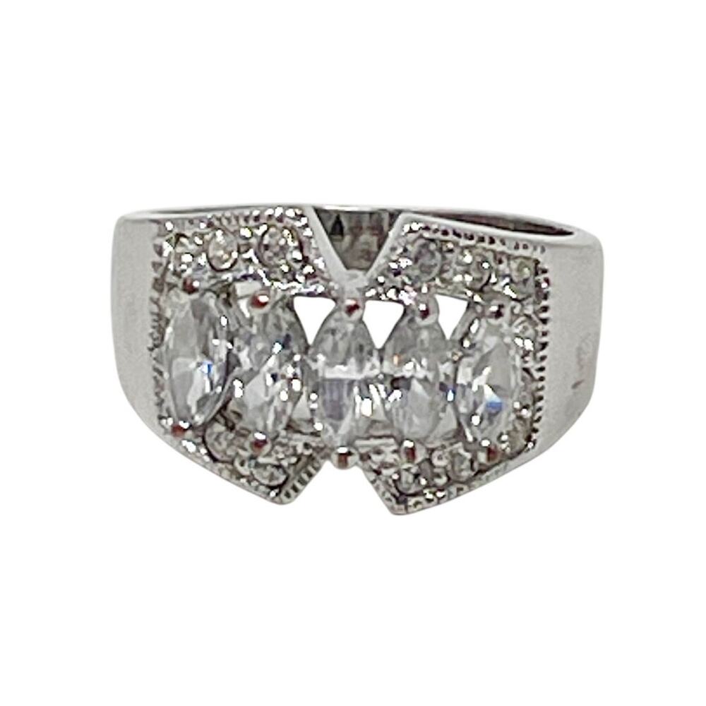 Vintage 90s Women's Marquis Faux Diamond Ring Size 7.5 Art Deco Style Untested